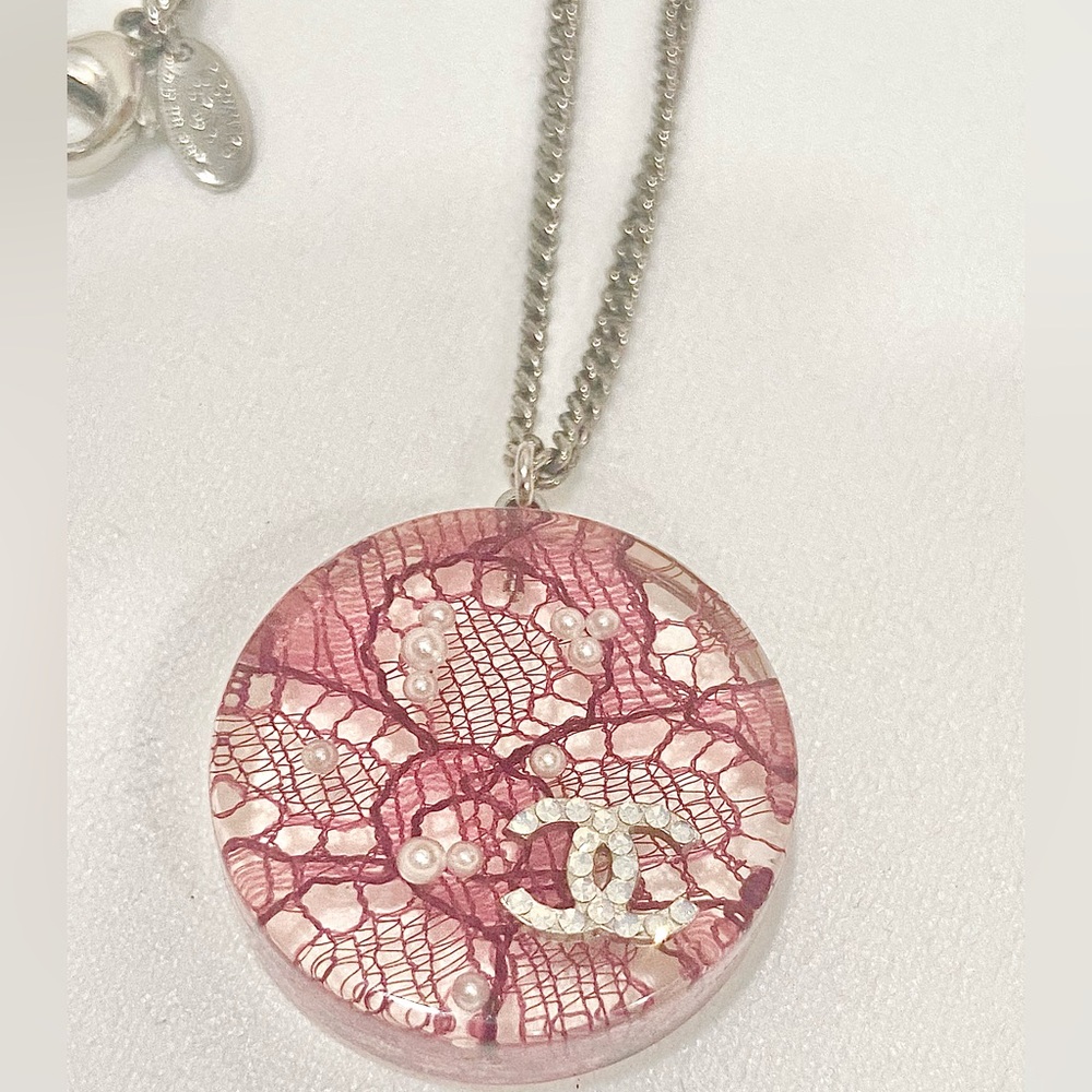 Chanel Pink and Silver Pendant Necklace - Picture 3 of 4
